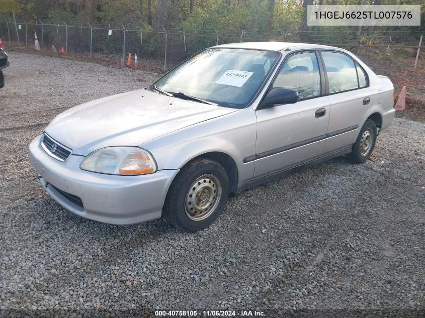 1996 Honda Civic Dx VIN: 1HGEJ6625TL007576 Lot: 40758105