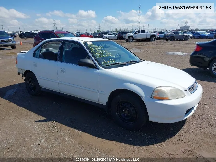 1998 Honda Civic VIN: 2HGEJ6681WH909163 Lot: 12034039