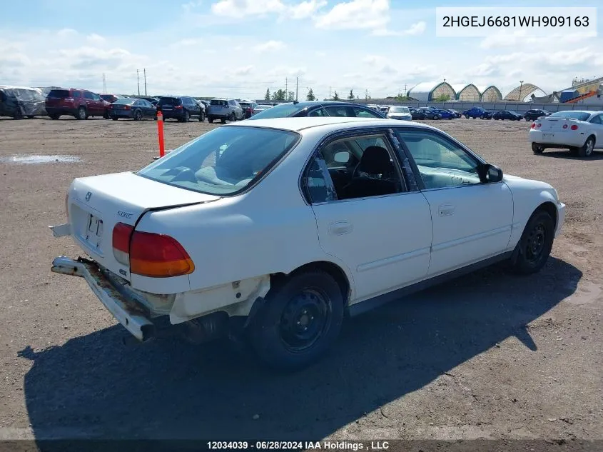 1998 Honda Civic VIN: 2HGEJ6681WH909163 Lot: 12034039