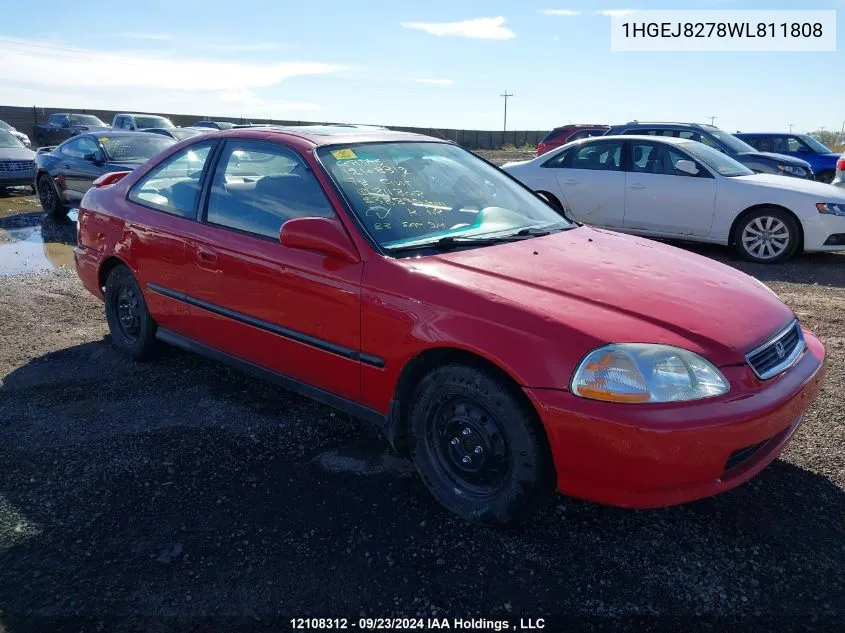 1998 Honda Civic VIN: 1HGEJ8278WL811808 Lot: 12108312