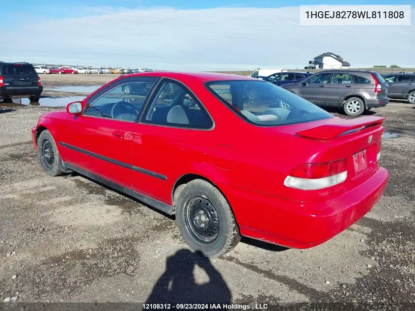 1998 Honda Civic VIN: 1HGEJ8278WL811808 Lot: 12108312