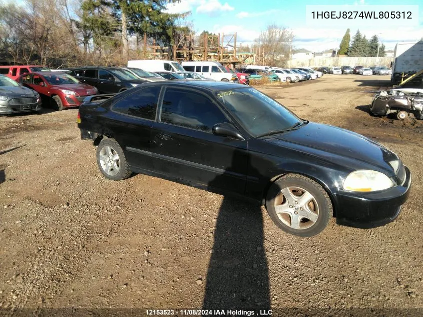 1998 Honda Civic VIN: 1HGEJ8274WL805312 Lot: 12153523