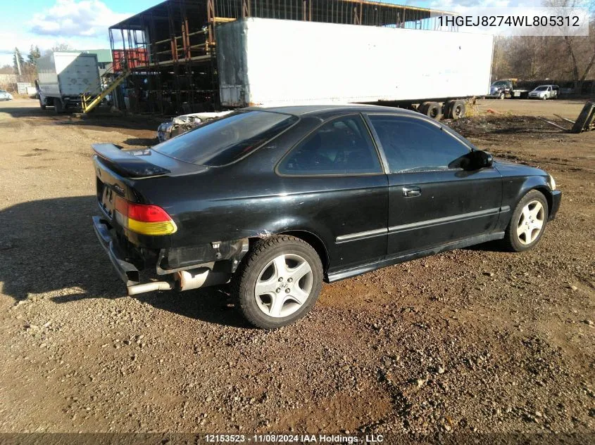 1998 Honda Civic VIN: 1HGEJ8274WL805312 Lot: 12153523