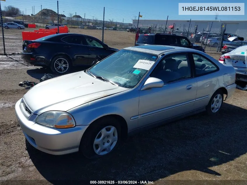 1998 Honda Civic Ex VIN: 1HGEJ8145WL081153 Lot: 38921625