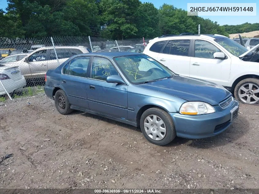 1998 Honda Civic Lx VIN: 2HGEJ6674WH591448 Lot: 39636936