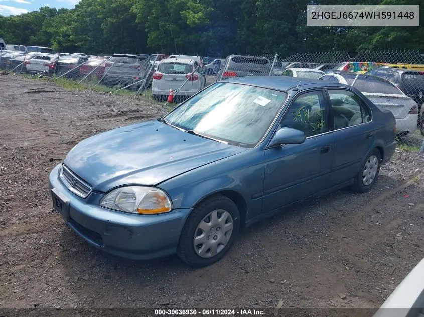 1998 Honda Civic Lx VIN: 2HGEJ6674WH591448 Lot: 39636936