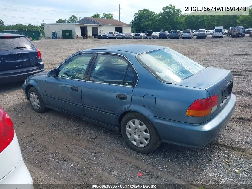 1998 Honda Civic Lx VIN: 2HGEJ6674WH591448 Lot: 39636936