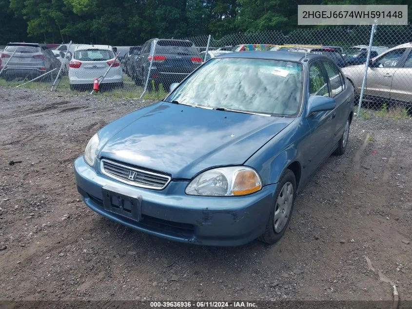 1998 Honda Civic Lx VIN: 2HGEJ6674WH591448 Lot: 39636936