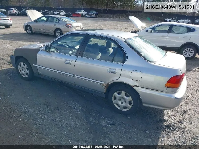 1998 Honda Civic Ex VIN: 2HGEJ8648WH561581 Lot: 39672263