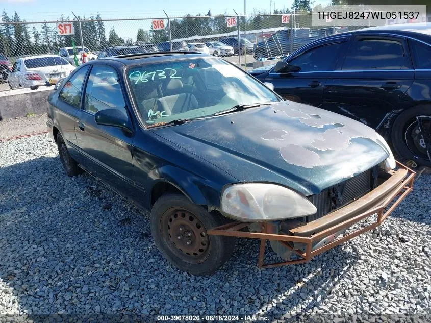 1HGEJ8247WL051537 1998 Honda Civic Ex