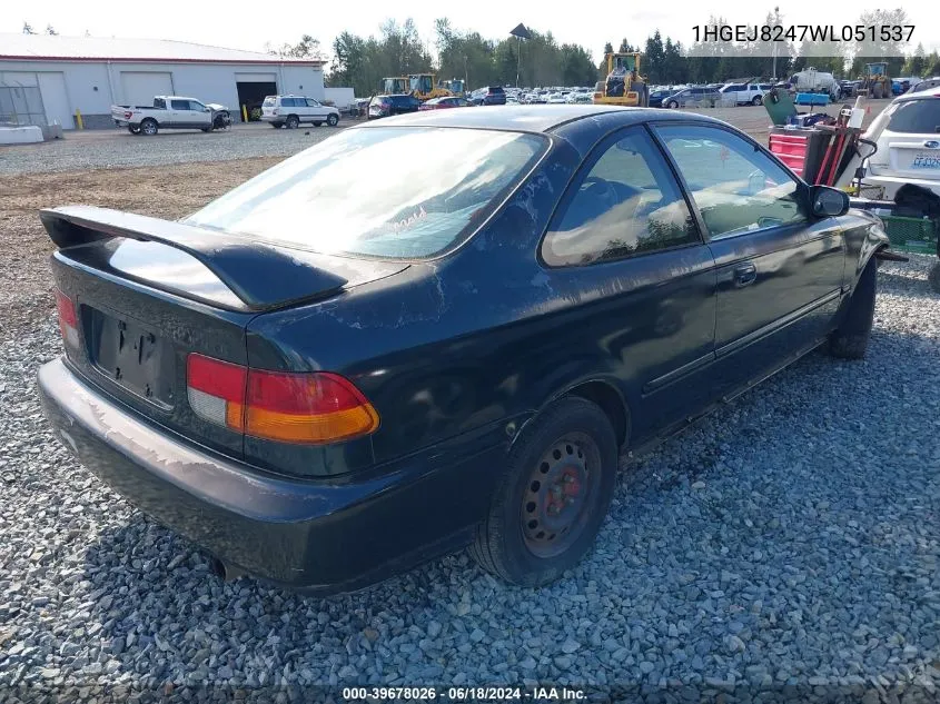 1998 Honda Civic Ex VIN: 1HGEJ8247WL051537 Lot: 39678026