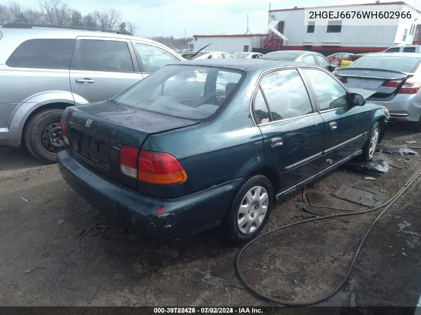 1998 Honda Civic Lx VIN: 2HGEJ6676WH602966 Lot: 39722428