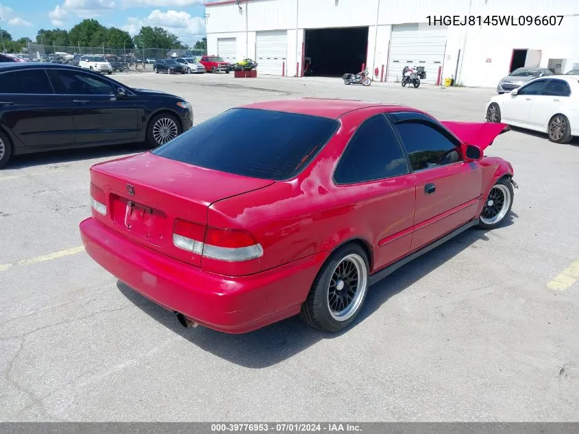 1998 Honda Civic Ex VIN: 1HGEJ8145WL096607 Lot: 39776953