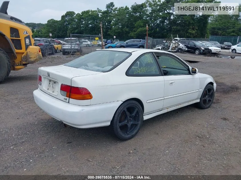 1998 Honda Civic Ex VIN: 1HGEJ8141WL119591 Lot: 39875535