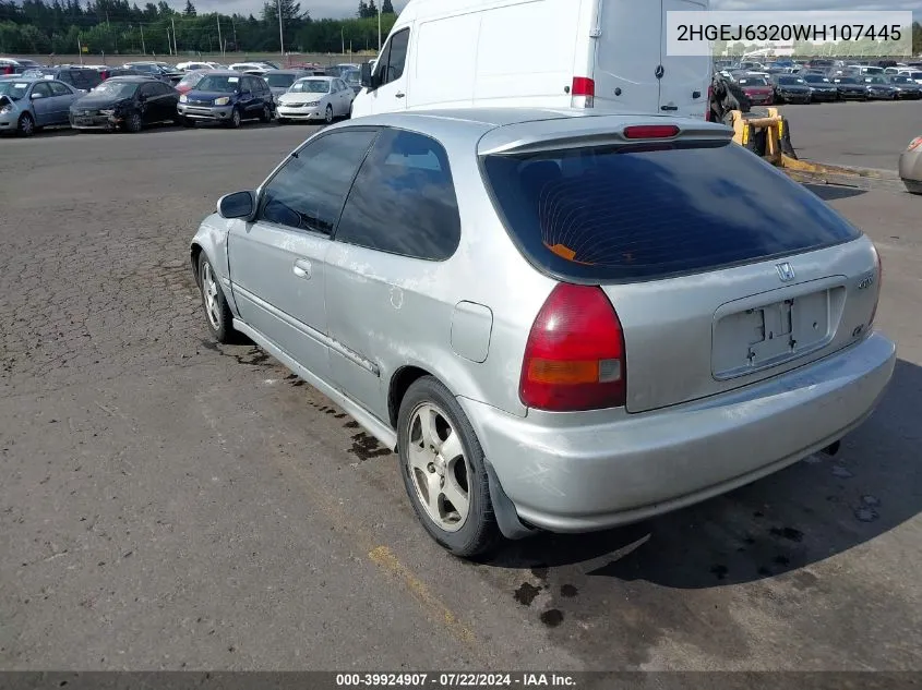 1998 Honda Civic Cx VIN: 2HGEJ6320WH107445 Lot: 39924907