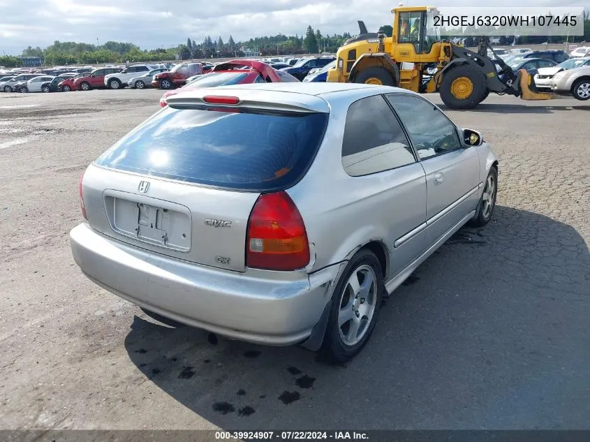 1998 Honda Civic Cx VIN: 2HGEJ6320WH107445 Lot: 39924907