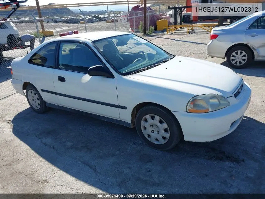 1998 Honda Civic Dx VIN: 1HGEJ6127WL002312 Lot: 39971499