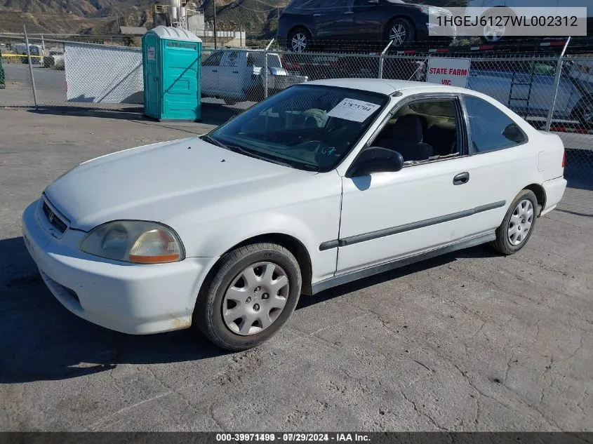 1998 Honda Civic Dx VIN: 1HGEJ6127WL002312 Lot: 39971499