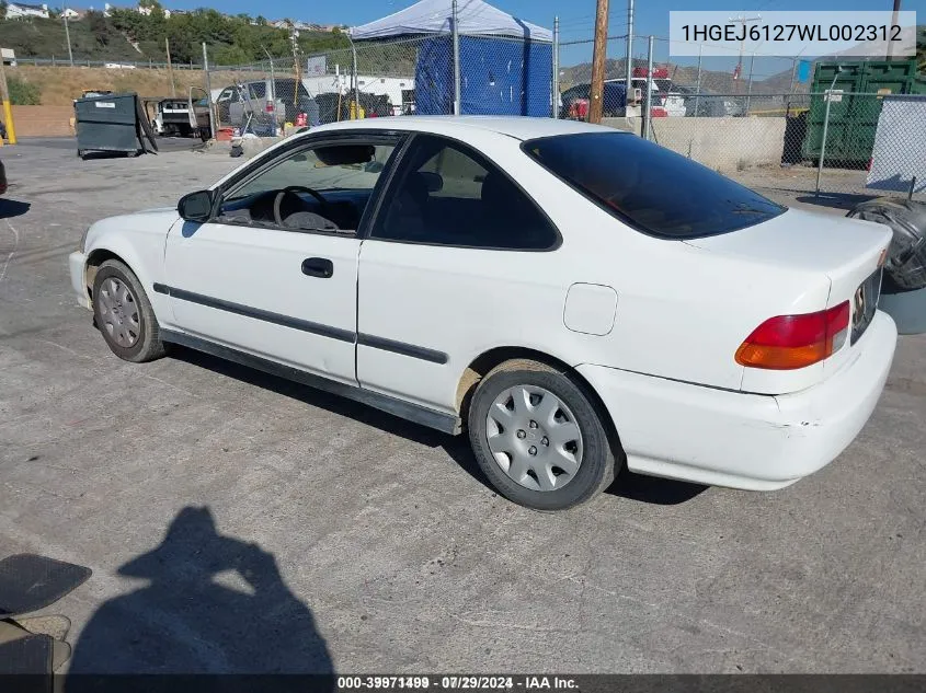 1998 Honda Civic Dx VIN: 1HGEJ6127WL002312 Lot: 39971499