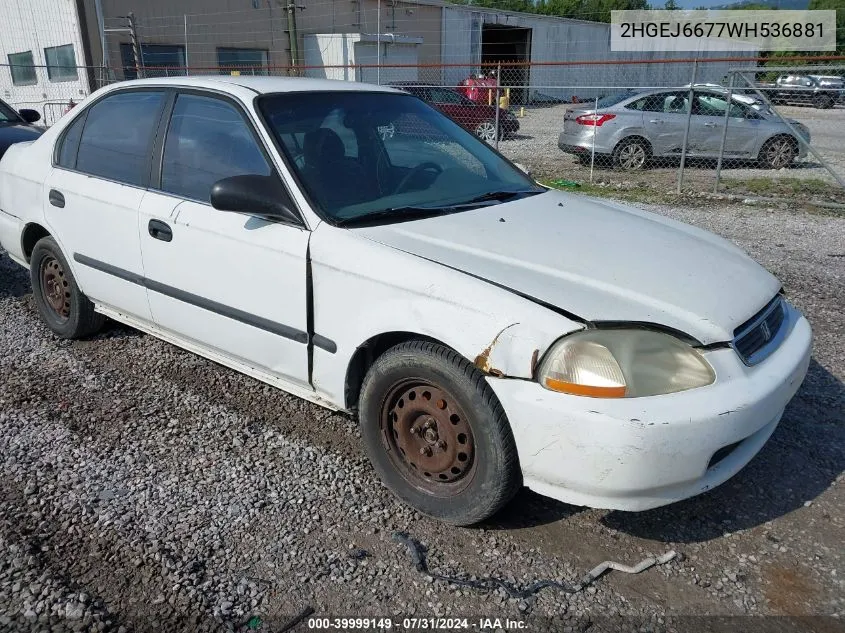 1998 Honda Civic Lx VIN: 2HGEJ6677WH536881 Lot: 39999149