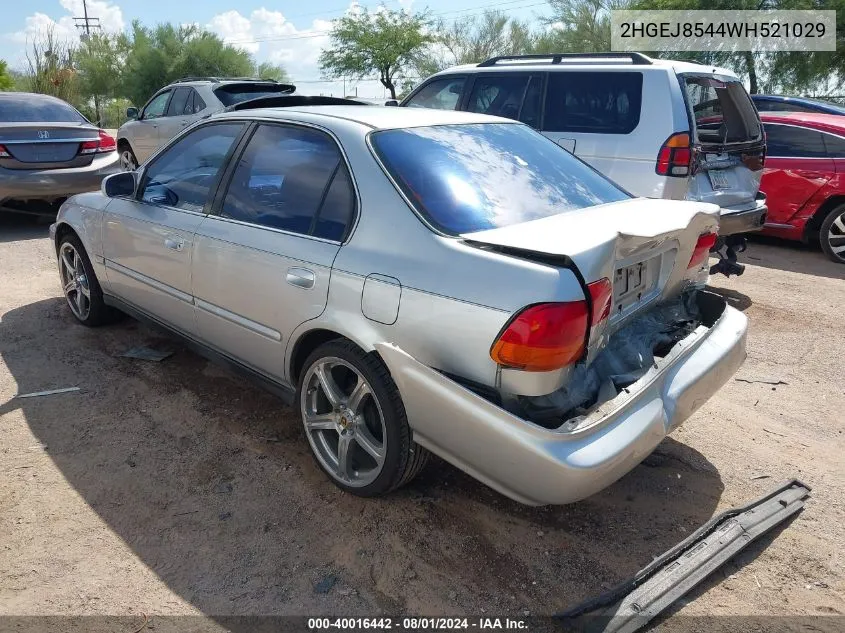 1998 Honda Civic Ex VIN: 2HGEJ8544WH521029 Lot: 40016442