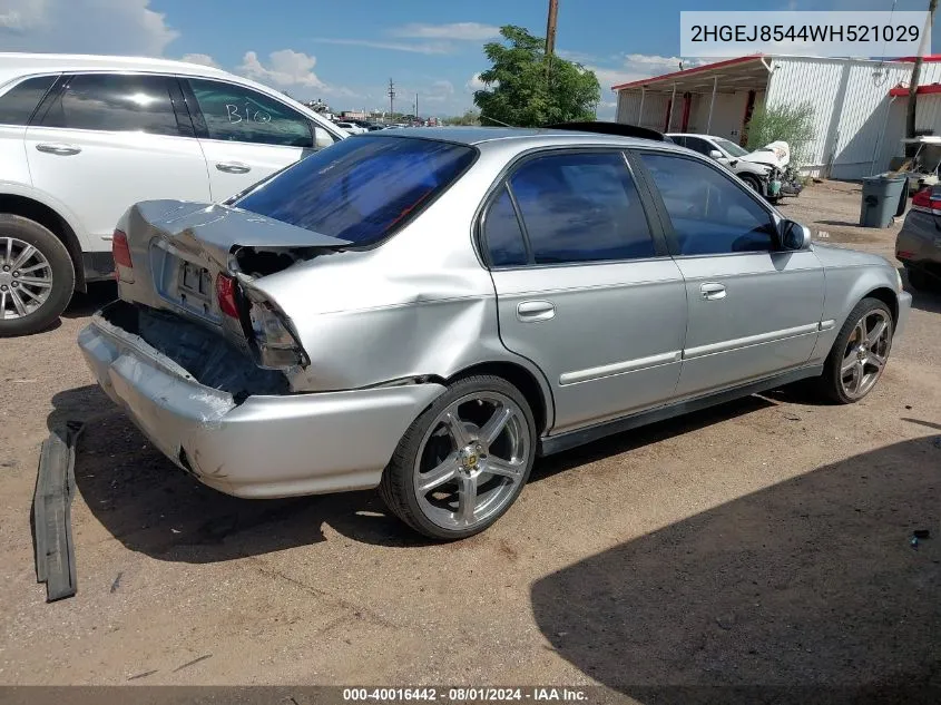 1998 Honda Civic Ex VIN: 2HGEJ8544WH521029 Lot: 40016442