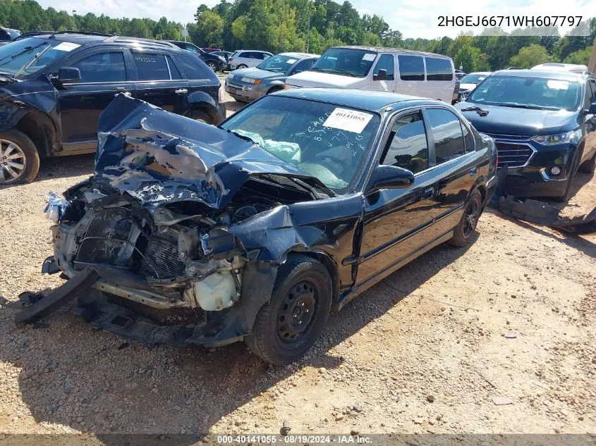 1998 Honda Civic Lx VIN: 2HGEJ6671WH607797 Lot: 40141055