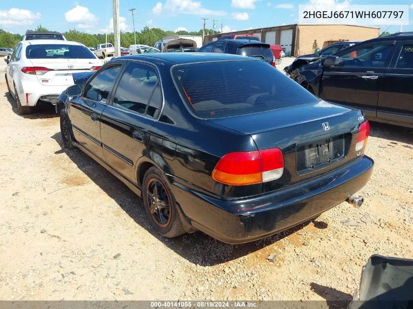 1998 Honda Civic Lx VIN: 2HGEJ6671WH607797 Lot: 40141055