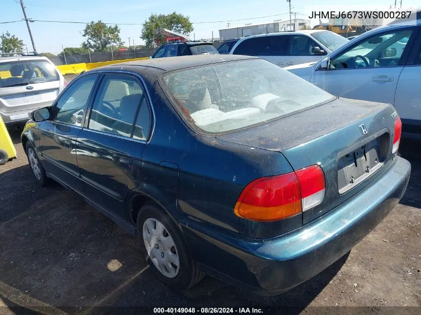 1998 Honda Civic Lx VIN: JHMEJ6673WS000287 Lot: 40149048