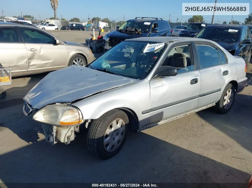 1998 Honda Civic Lx VIN: 2HGEJ6575WH566883 Lot: 40192431