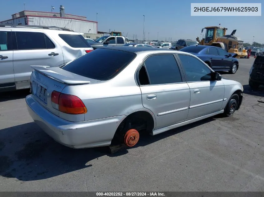 1998 Honda Civic Lx VIN: 2HGEJ6679WH625903 Lot: 40202252