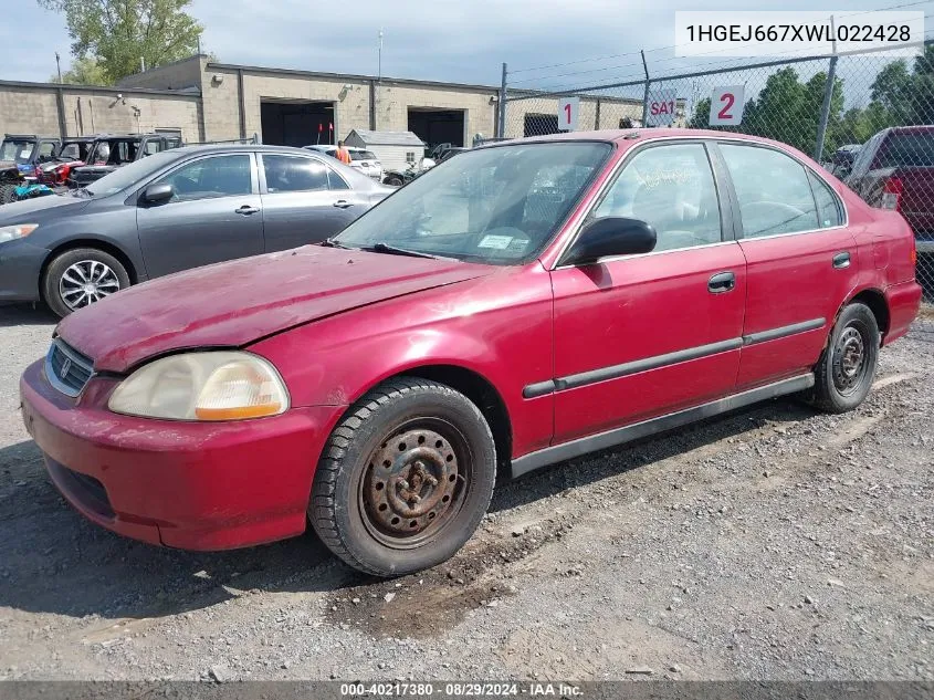 1HGEJ667XWL022428 1998 Honda Civic Lx