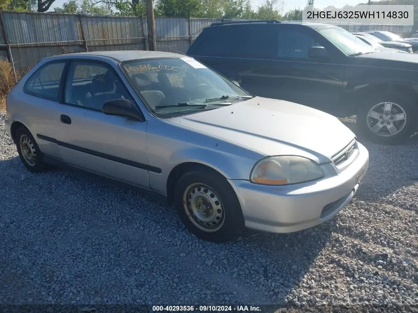 1998 Honda Civic Cx VIN: 2HGEJ6325WH114830 Lot: 40293536