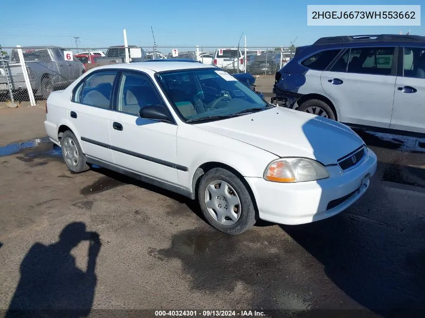 1998 Honda Civic Lx VIN: 2HGEJ6673WH553662 Lot: 40324301