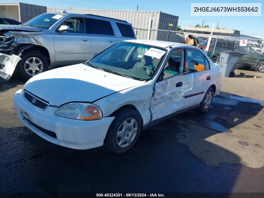 1998 Honda Civic Lx VIN: 2HGEJ6673WH553662 Lot: 40324301