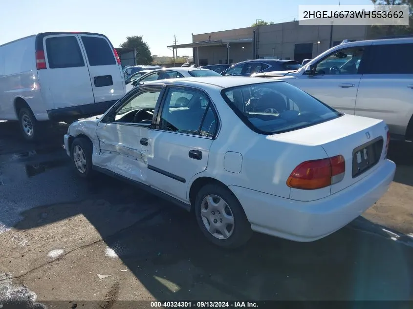 1998 Honda Civic Lx VIN: 2HGEJ6673WH553662 Lot: 40324301