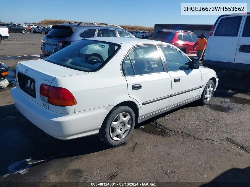 1998 Honda Civic Lx VIN: 2HGEJ6673WH553662 Lot: 40324301