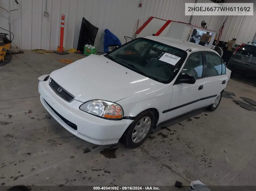 1998 Honda Civic Lx VIN: 2HGEJ6677WH611692 Lot: 40341692