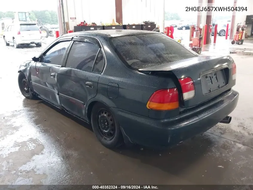 1998 Honda Civic Lx VIN: 2HGEJ657XWH504394 Lot: 40352324