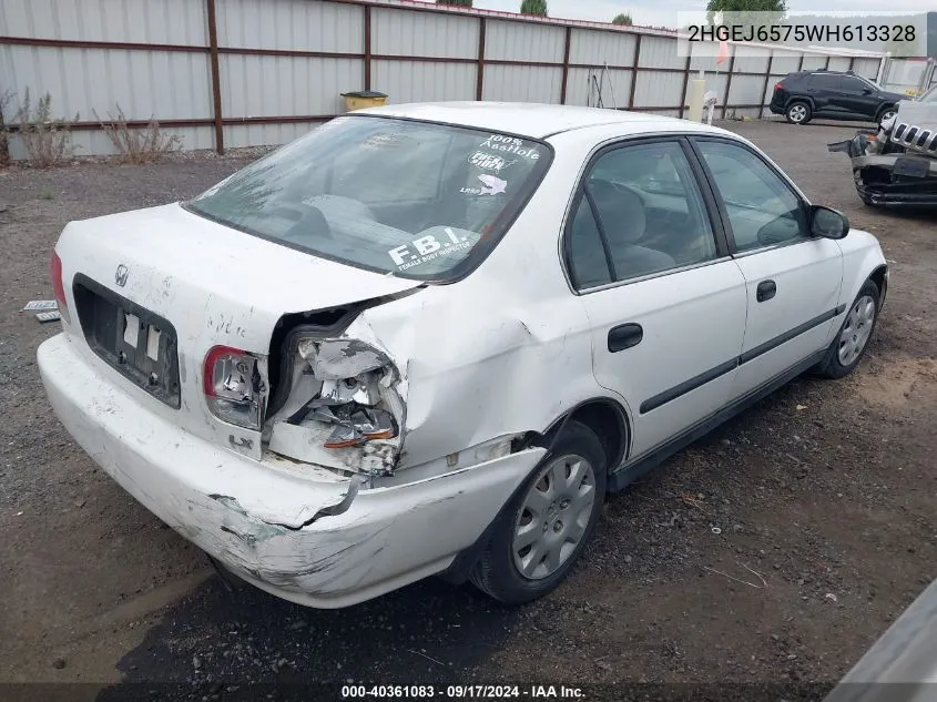 1998 Honda Civic Lx VIN: 2HGEJ6575WH613328 Lot: 40361083