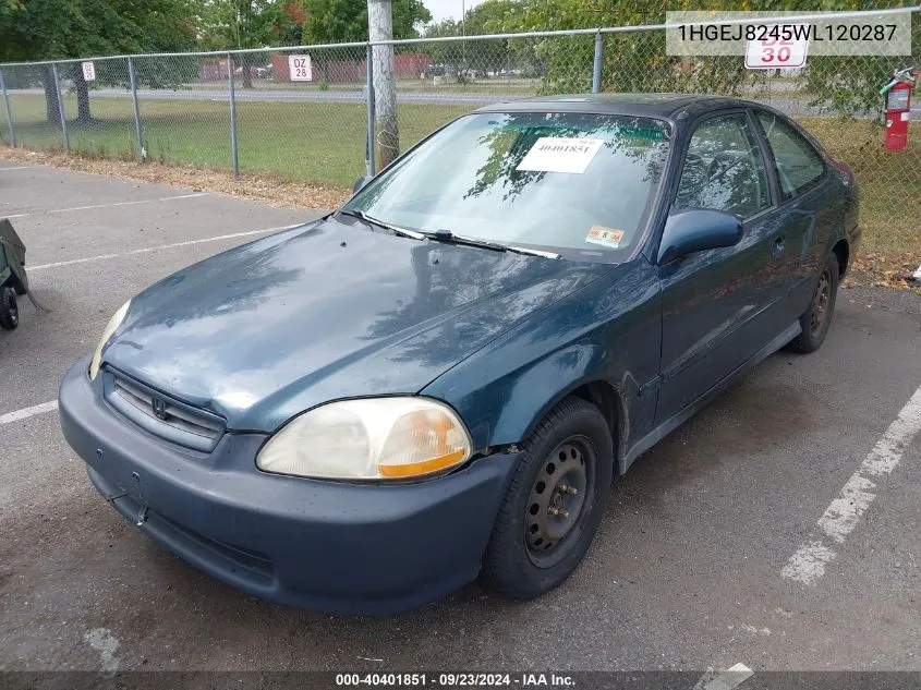 1998 Honda Civic Ex VIN: 1HGEJ8245WL120287 Lot: 40401851