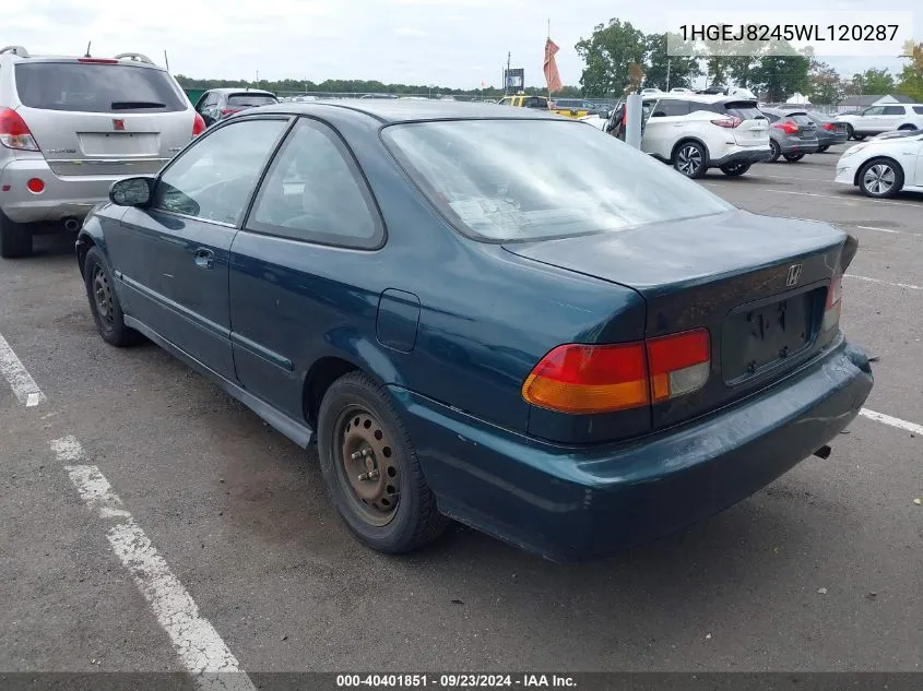 1998 Honda Civic Ex VIN: 1HGEJ8245WL120287 Lot: 40401851