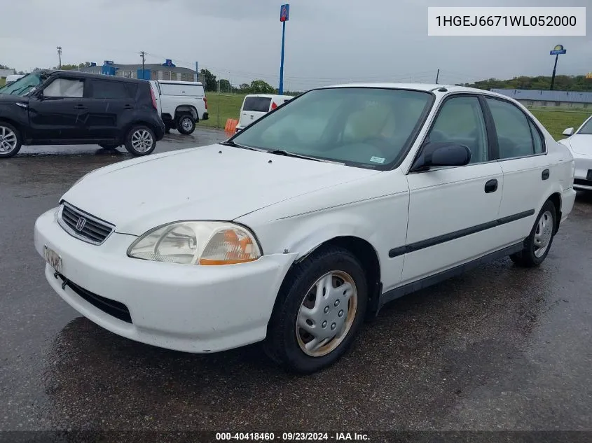 1998 Honda Civic Lx VIN: 1HGEJ6671WL052000 Lot: 40418460