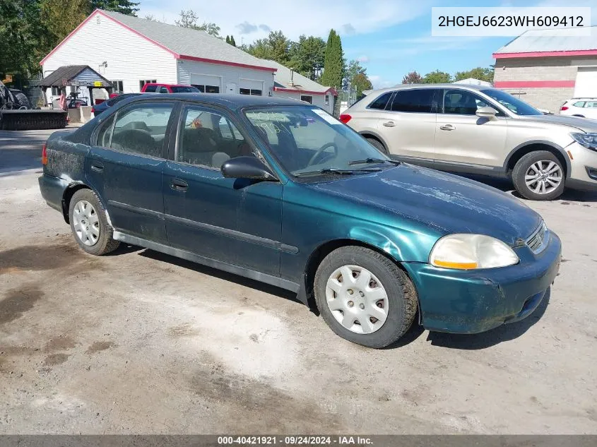 1998 Honda Civic Dx VIN: 2HGEJ6623WH609412 Lot: 40421921