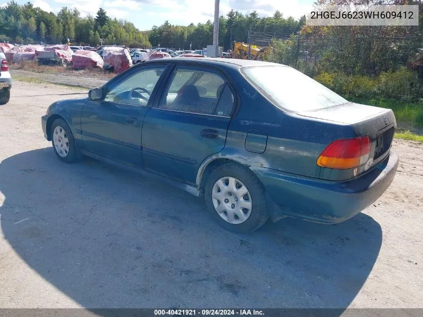 1998 Honda Civic Dx VIN: 2HGEJ6623WH609412 Lot: 40421921