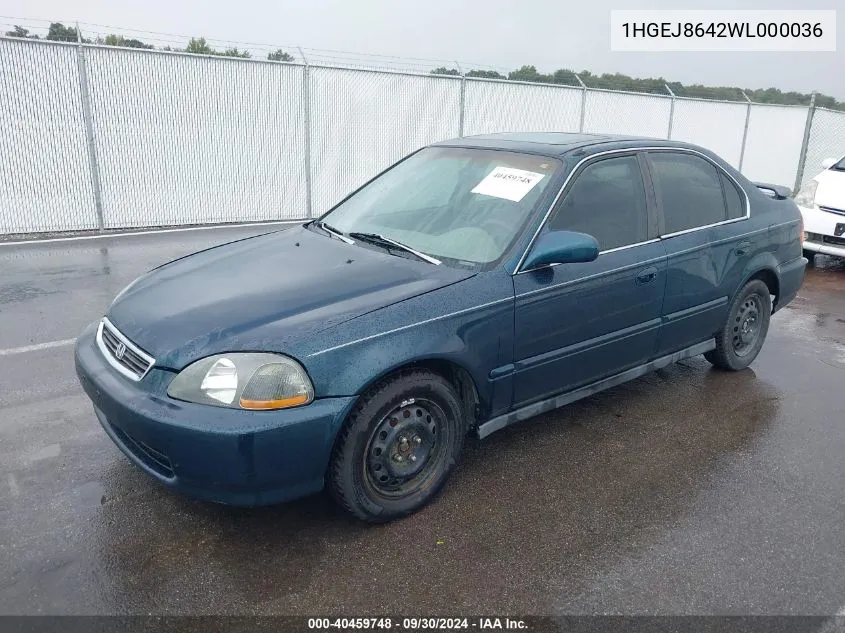 1998 Honda Civic Ex VIN: 1HGEJ8642WL000036 Lot: 40459748