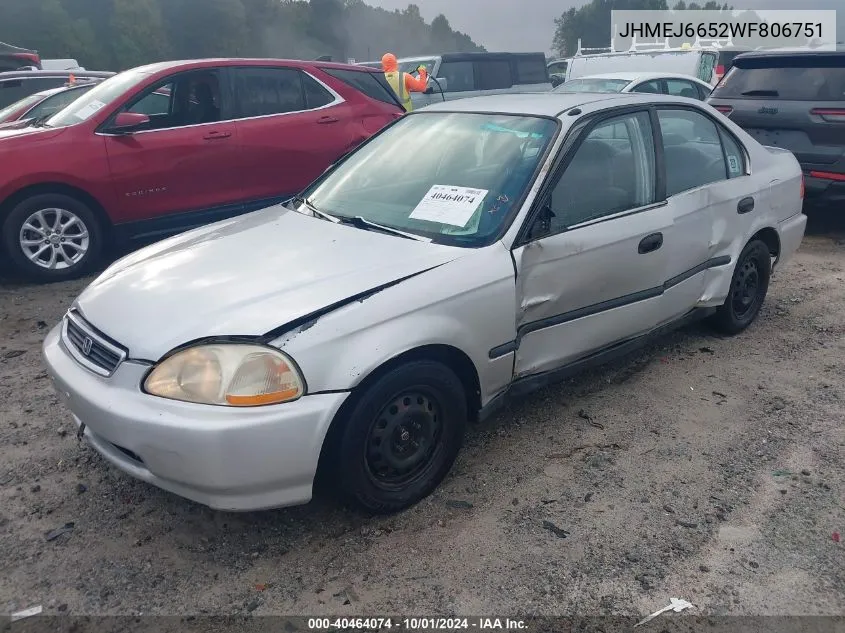 JHMEJ6652WF806751 1998 Honda Civic Lx