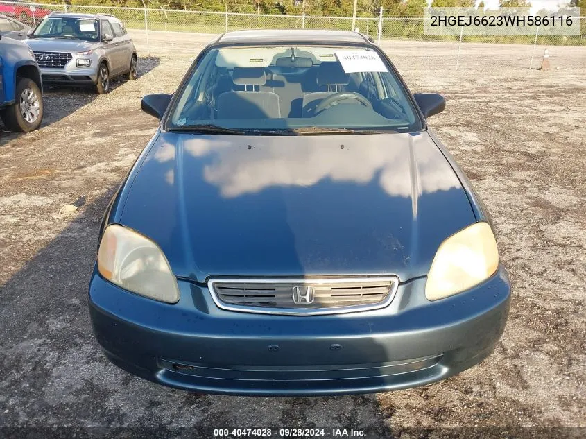 1998 Honda Civic Dx VIN: 2HGEJ6623WH586116 Lot: 40474028