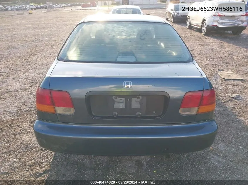 1998 Honda Civic Dx VIN: 2HGEJ6623WH586116 Lot: 40474028