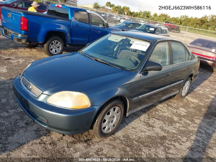 1998 Honda Civic Dx VIN: 2HGEJ6623WH586116 Lot: 40474028